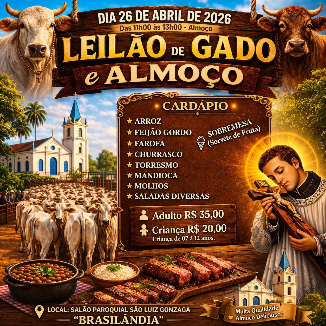 Vem aí o Almoço e Leilão de Gado da Paróquia São Luiz Gonzaga!