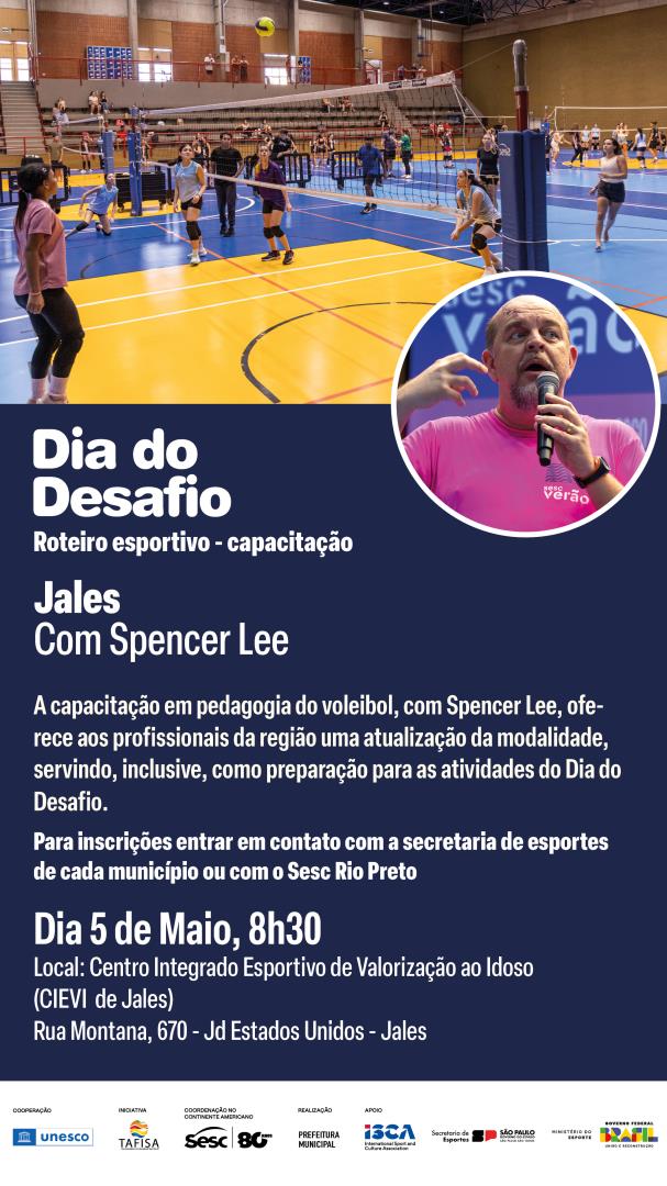 Jales sediará capacitação em pedagogia do voleibol com Spencer Lee no Dia do Desafio