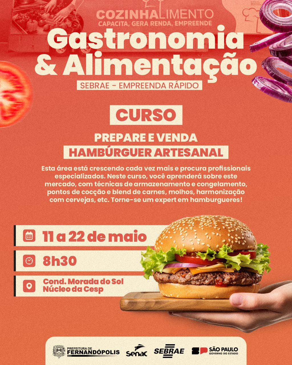 Prefeitura abre inscrições para curso de hambúrguer artesanal