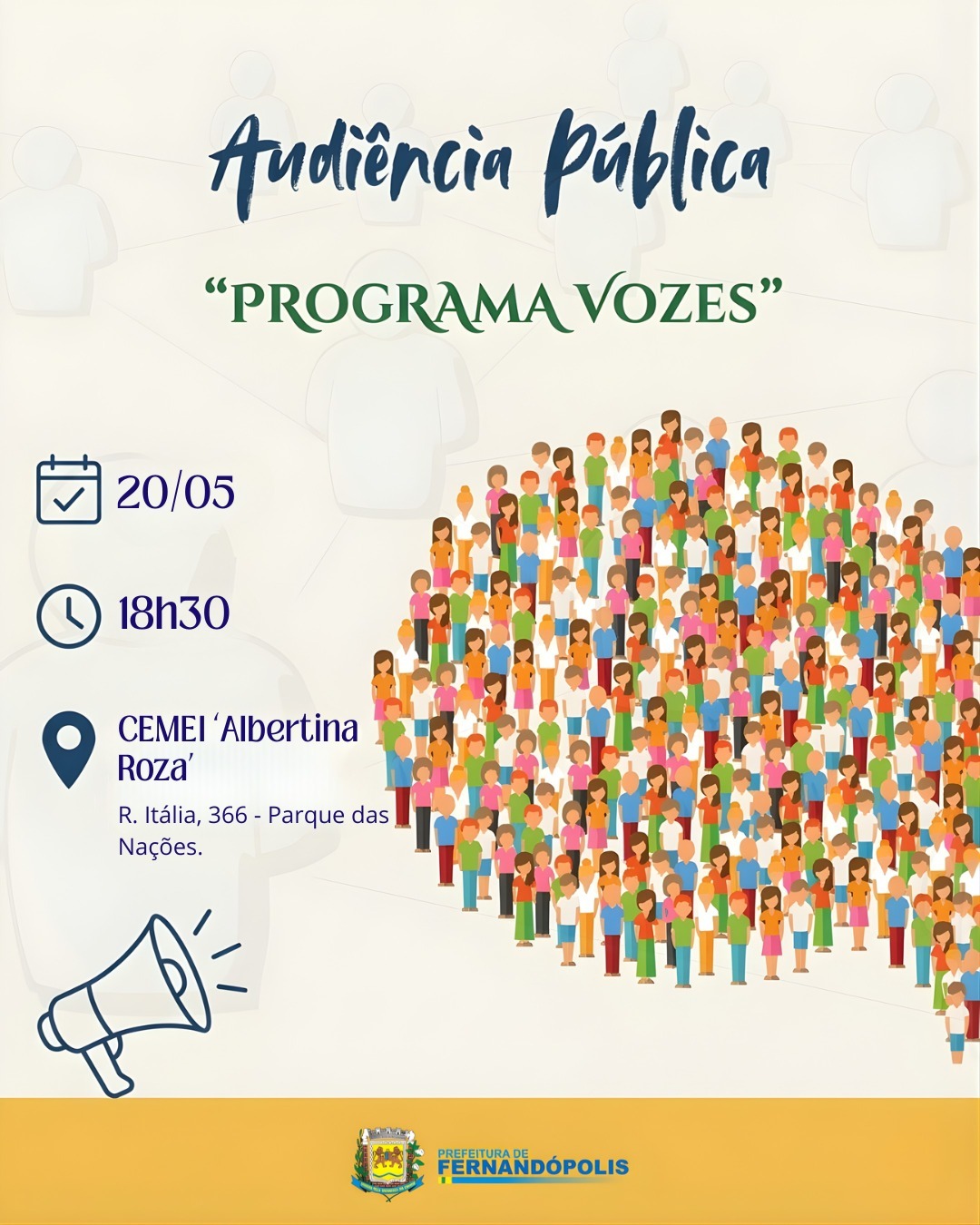 Parque das Nações recebe audiência pública do “Programa Vozes” na 4ª-feira