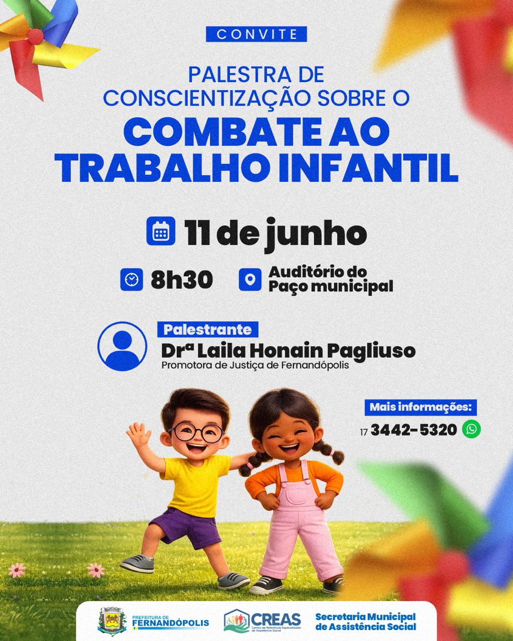 Promotora fará palestra sobre combate ao trabalho infantil