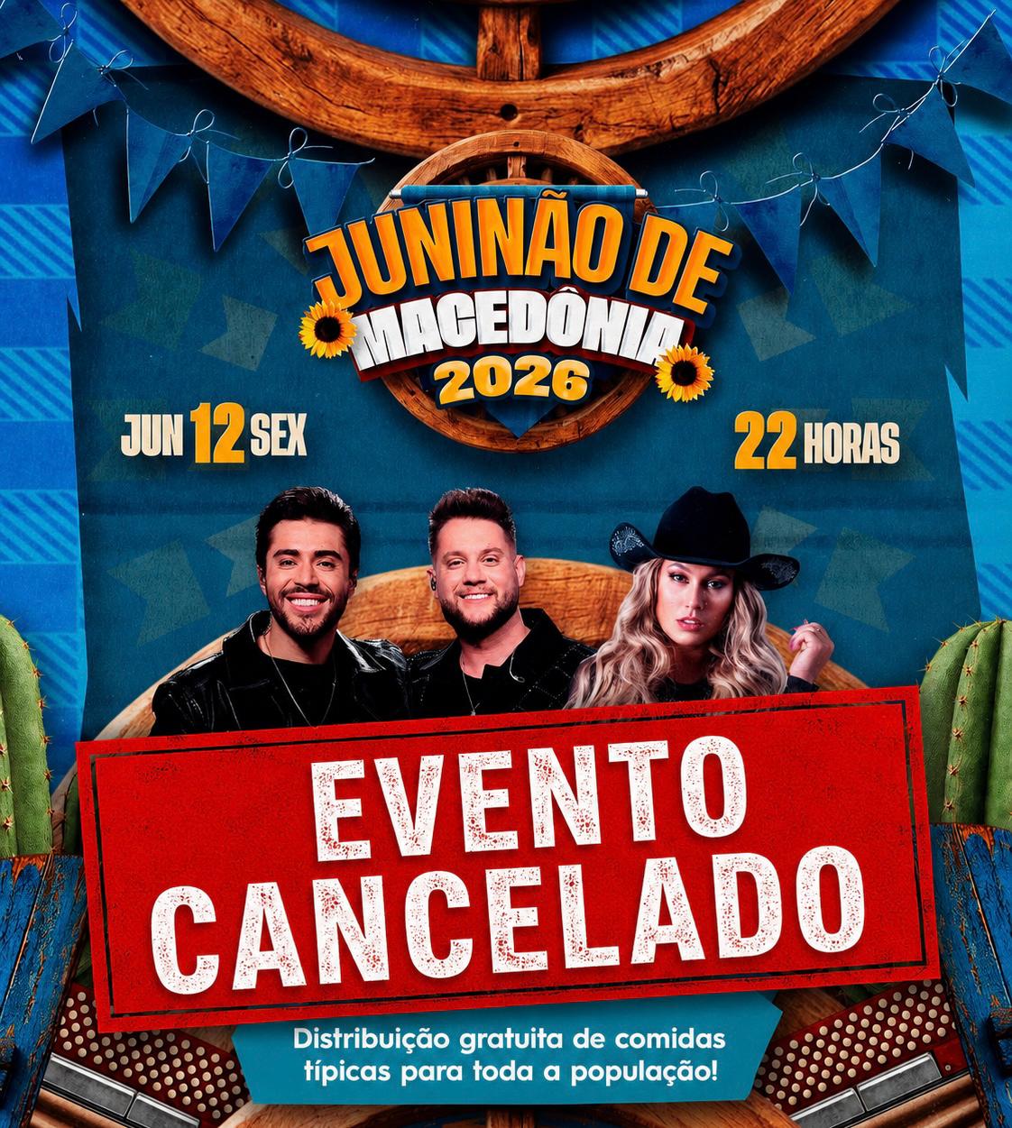 Prefeitura de Macedônia cancela Juninão 2026 devido às condições climáticas