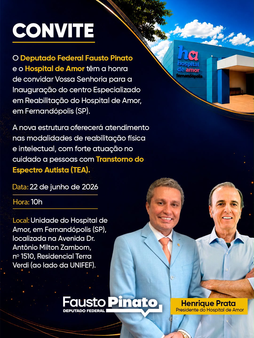 Inauguração do Centro Especializado em Reabilitação do Hospital de Amor acontece em Fernandópolis