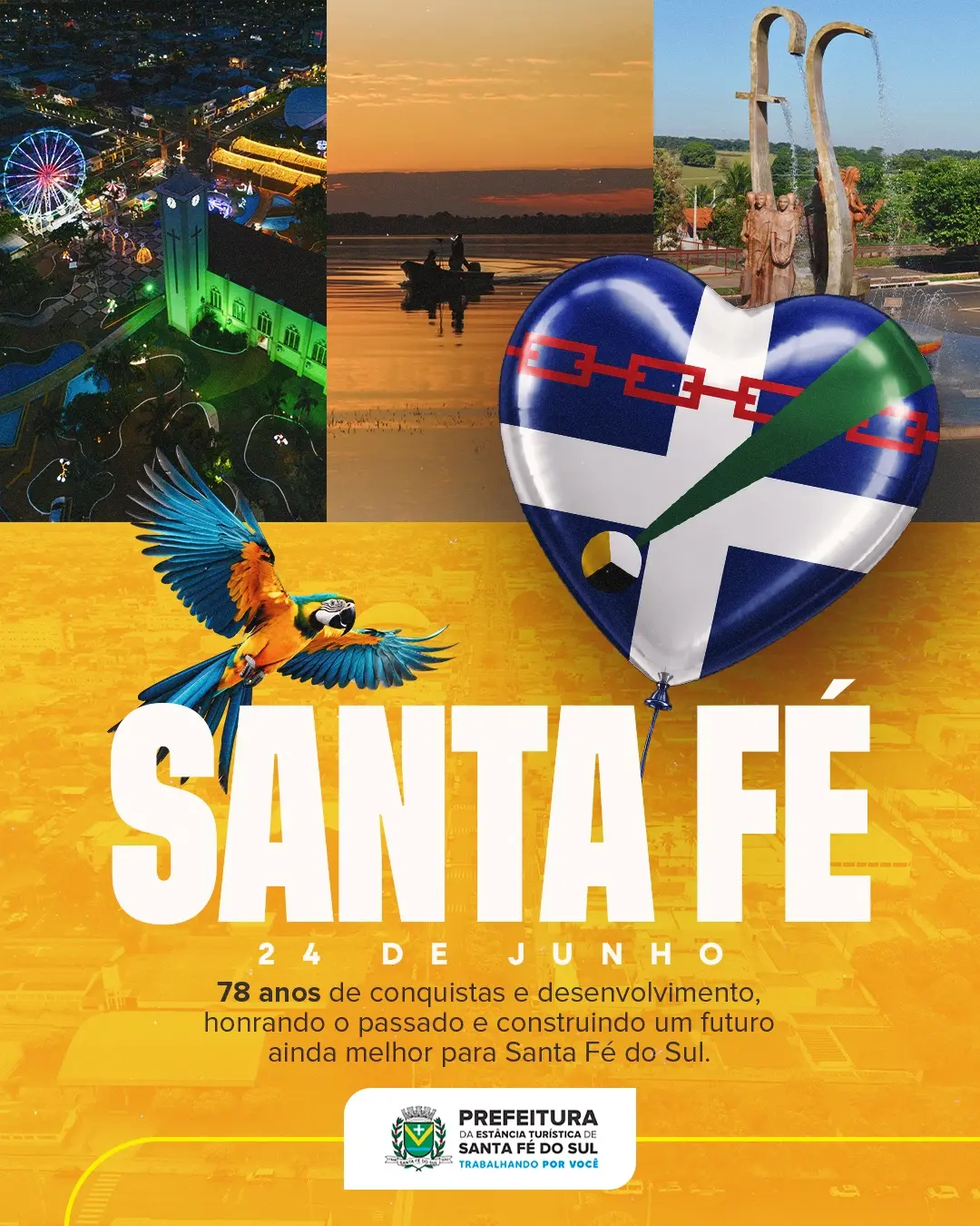 Santa Fé do Sul celebra 78 anos com avanços históricos e um futuro de grandes conquistas