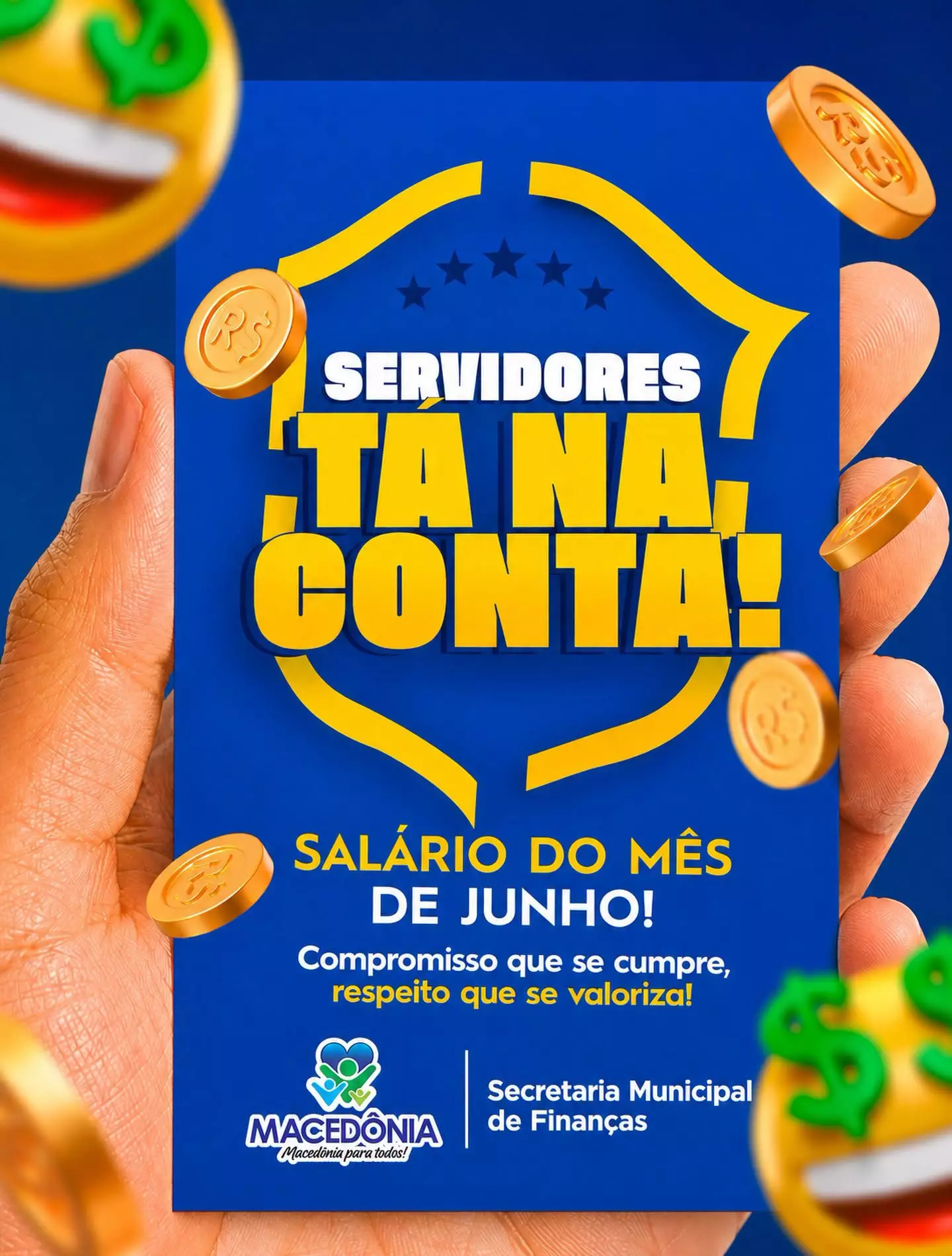 Prefeitura de Macedônia antecipa pagamento e injeta salário de junho na conta dos servidores