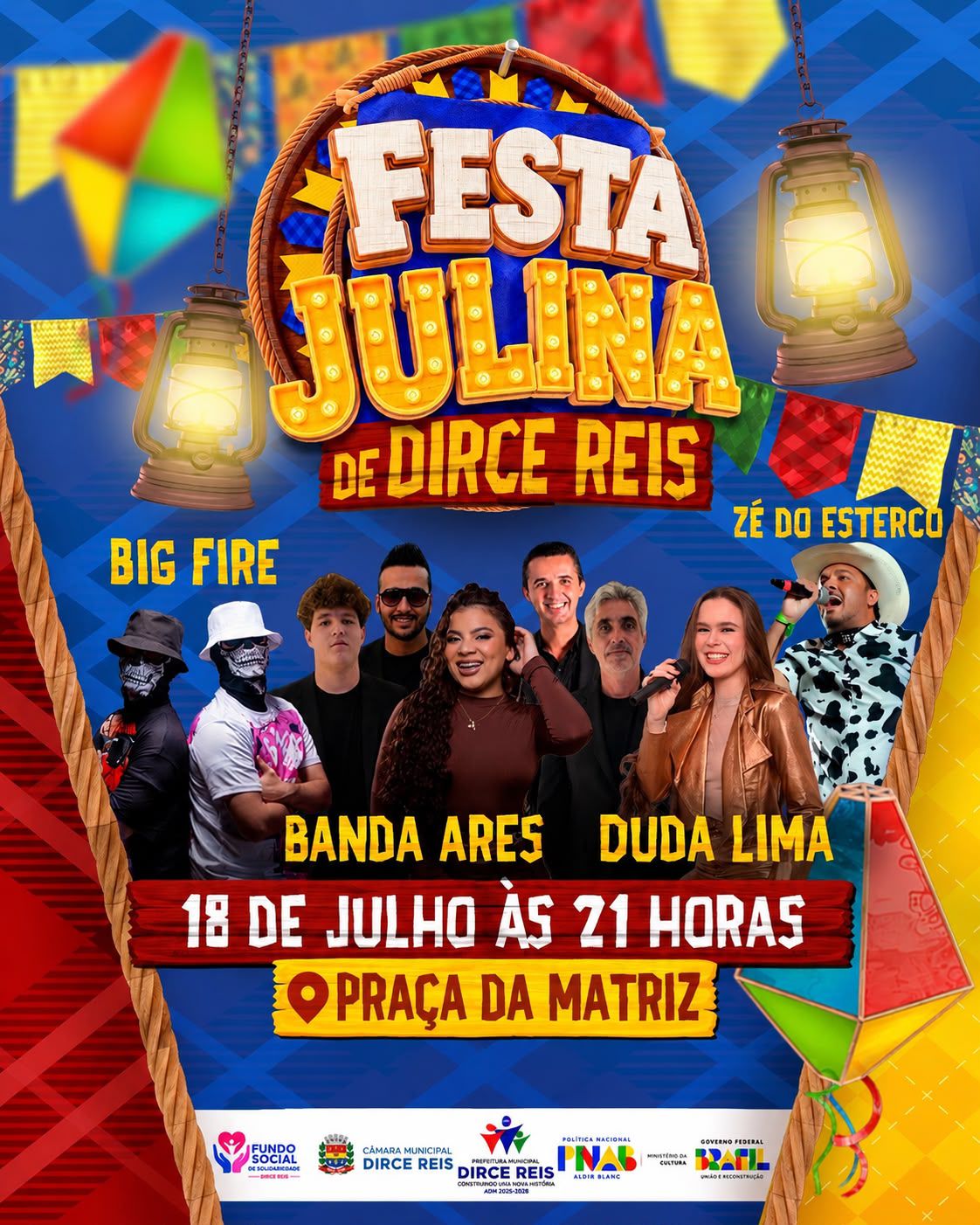 Dirce Reis se prepara para uma grande Festa Julina com atrações musicais e tradição na Praça da Matriz