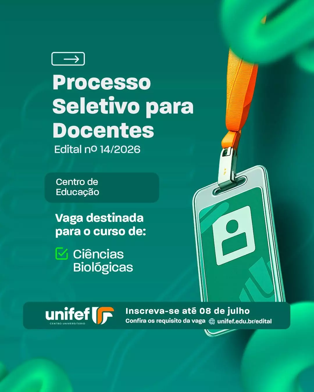 UNIFEF abre processo seletivo para professor de Ciências Biológicas