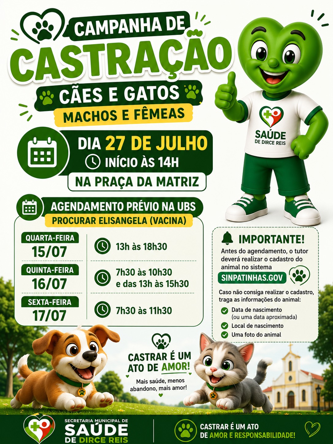 Castrar é um ato de amor, responsabilidade e cuidado com a nossa cidade.