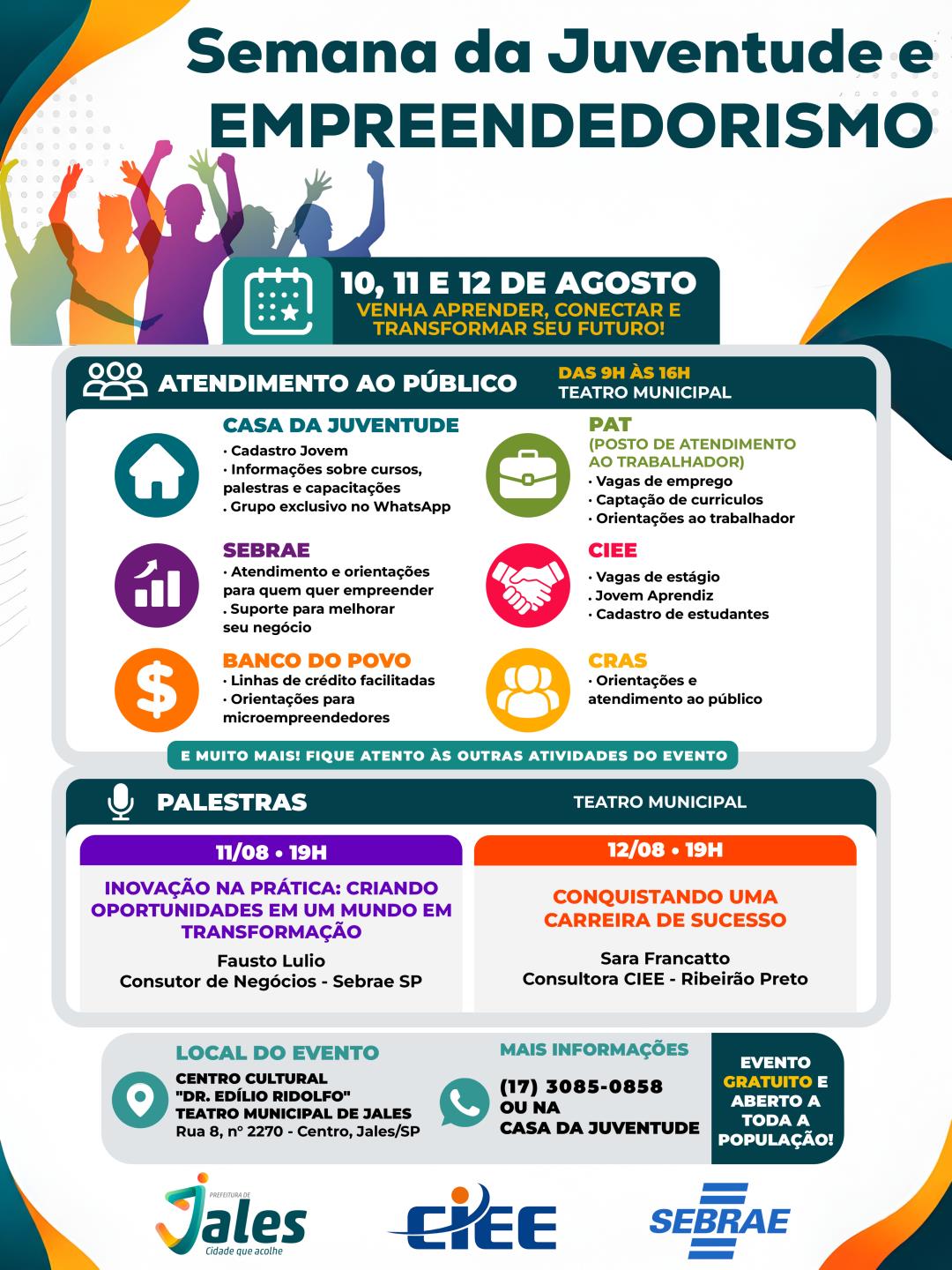 Prefeitura de Jales irá promover Semana da Juventude e Empreendedorismo com palestras, atendimentos e oportunidades para a população