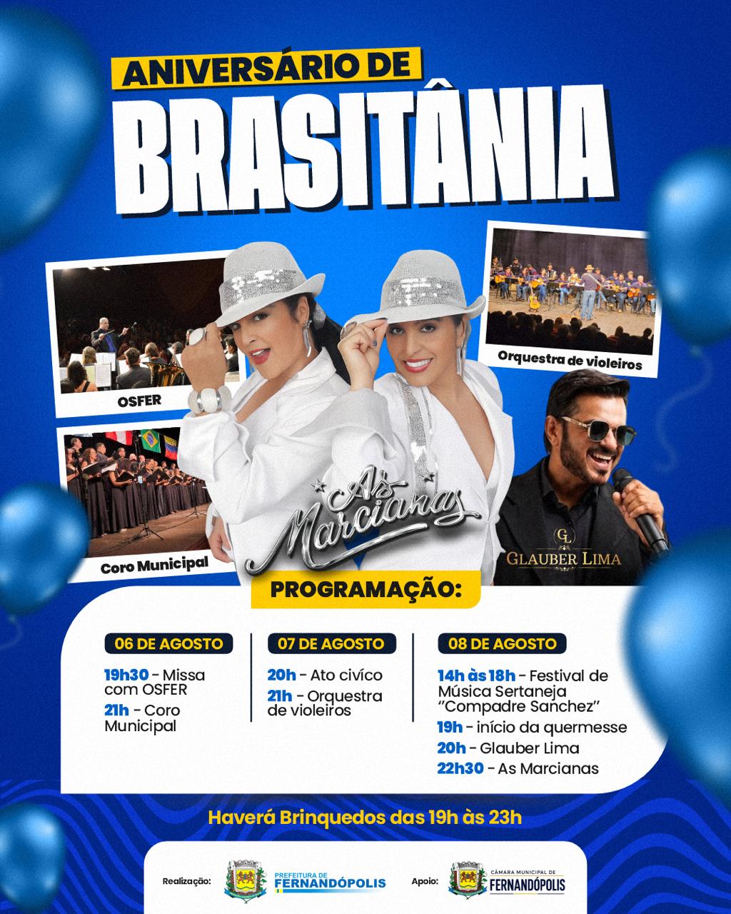 Festival de música sertaneja, quermesse e show das Marcianas marcam os 80 anos de Brasitânia