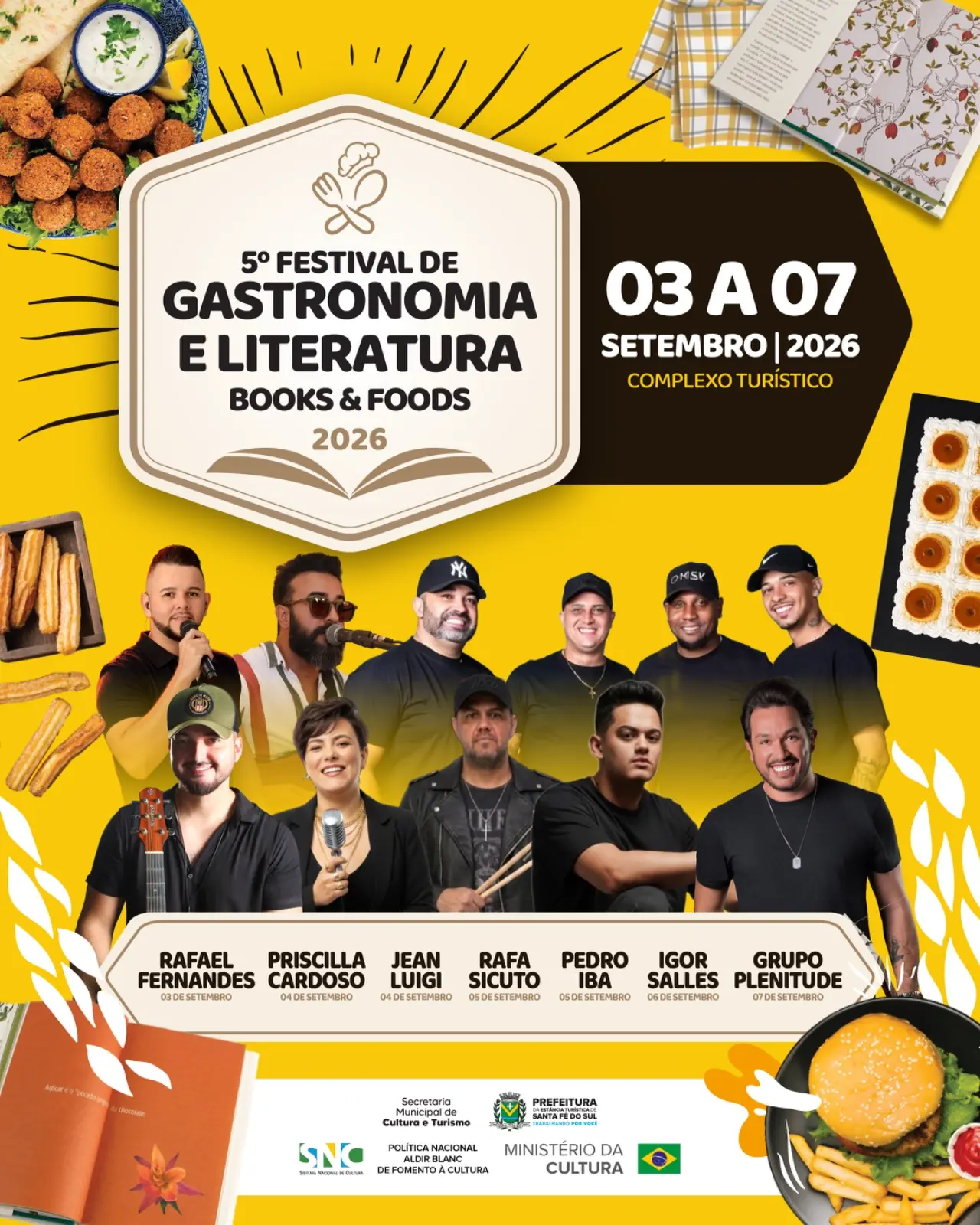 Books & Foods 2026 começa amanhã com cinco dias de gastronomia, literatura, música e cultura em Santa Fé do Sul