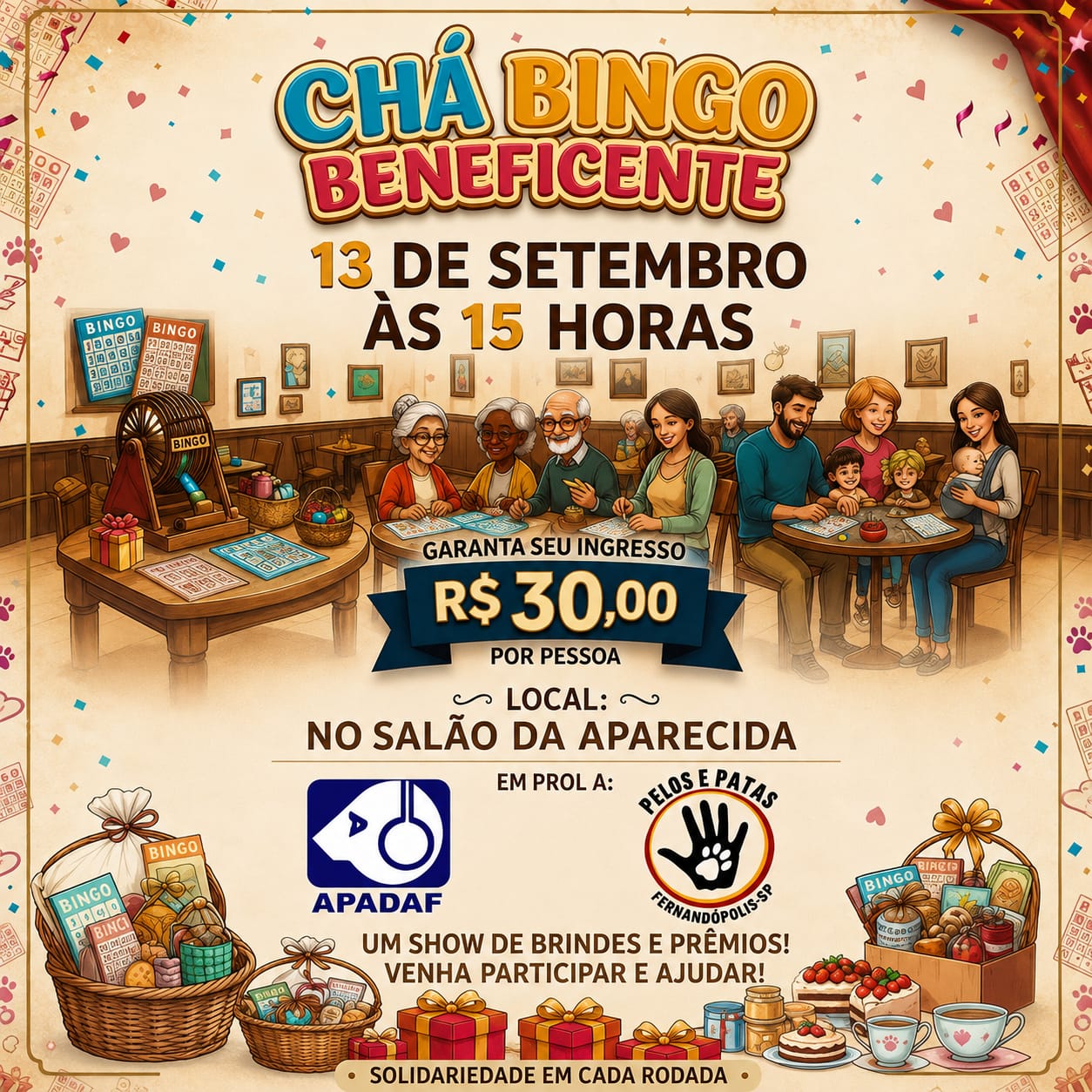 APADAF e Pelos e Patas realizam Chá Bingo Beneficente