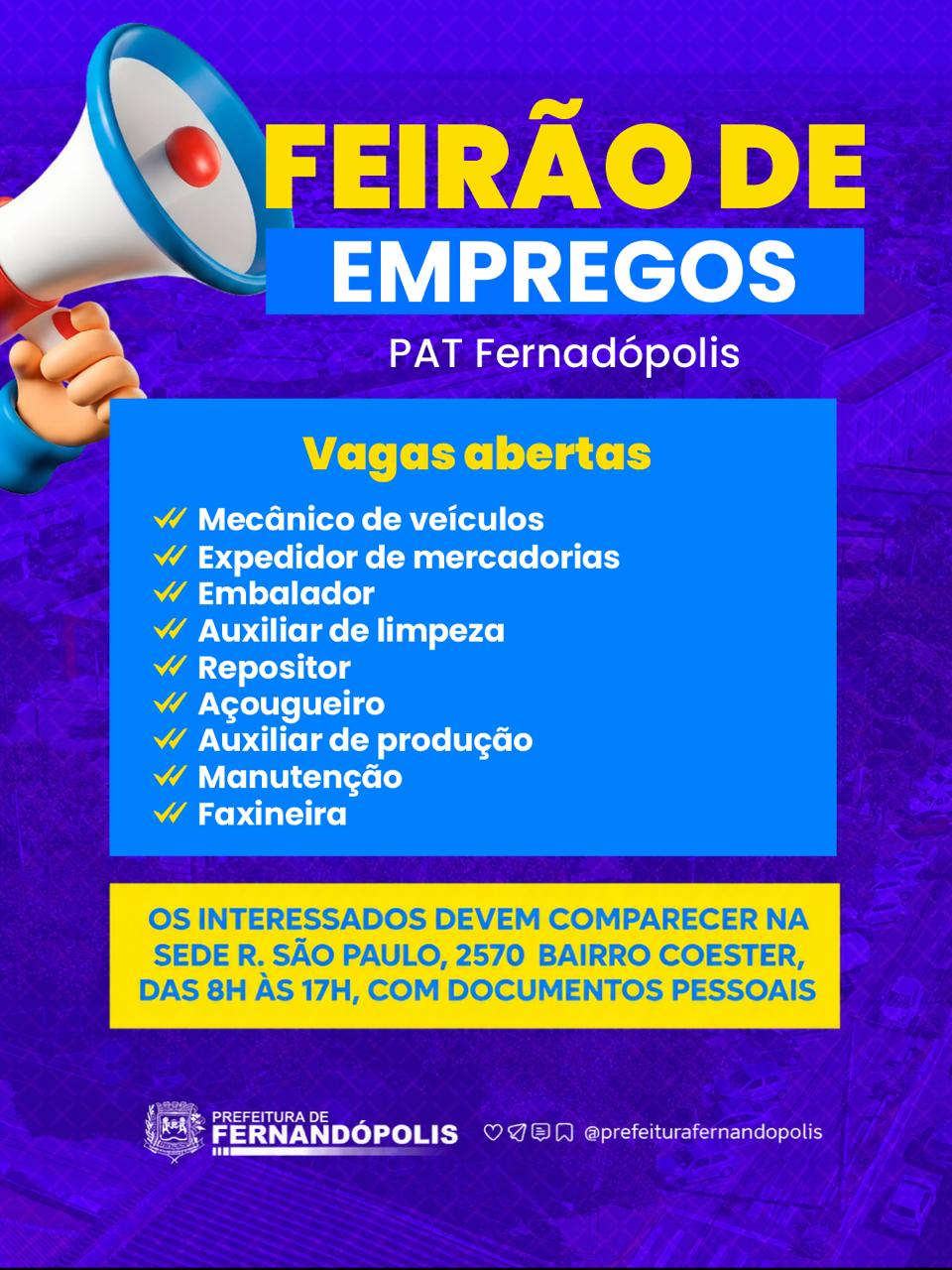 PAT oferece novas vagas no mercado de trabalho 