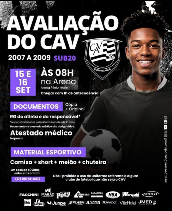 Votuporanguense promove seletiva para categorias de base na Arena Plínio Marin