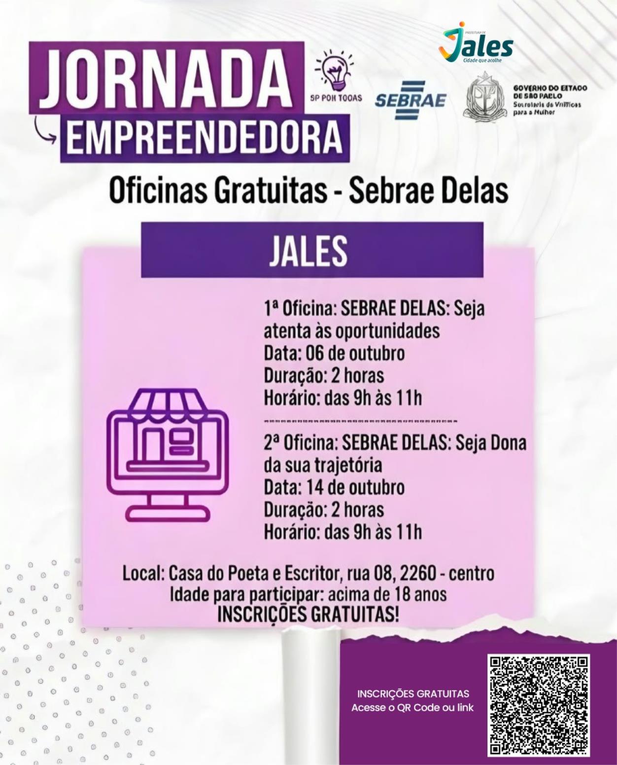 Jornadas Empreendedoras oferecerão cursos e oficinas gratuitas para mulheres em Jales