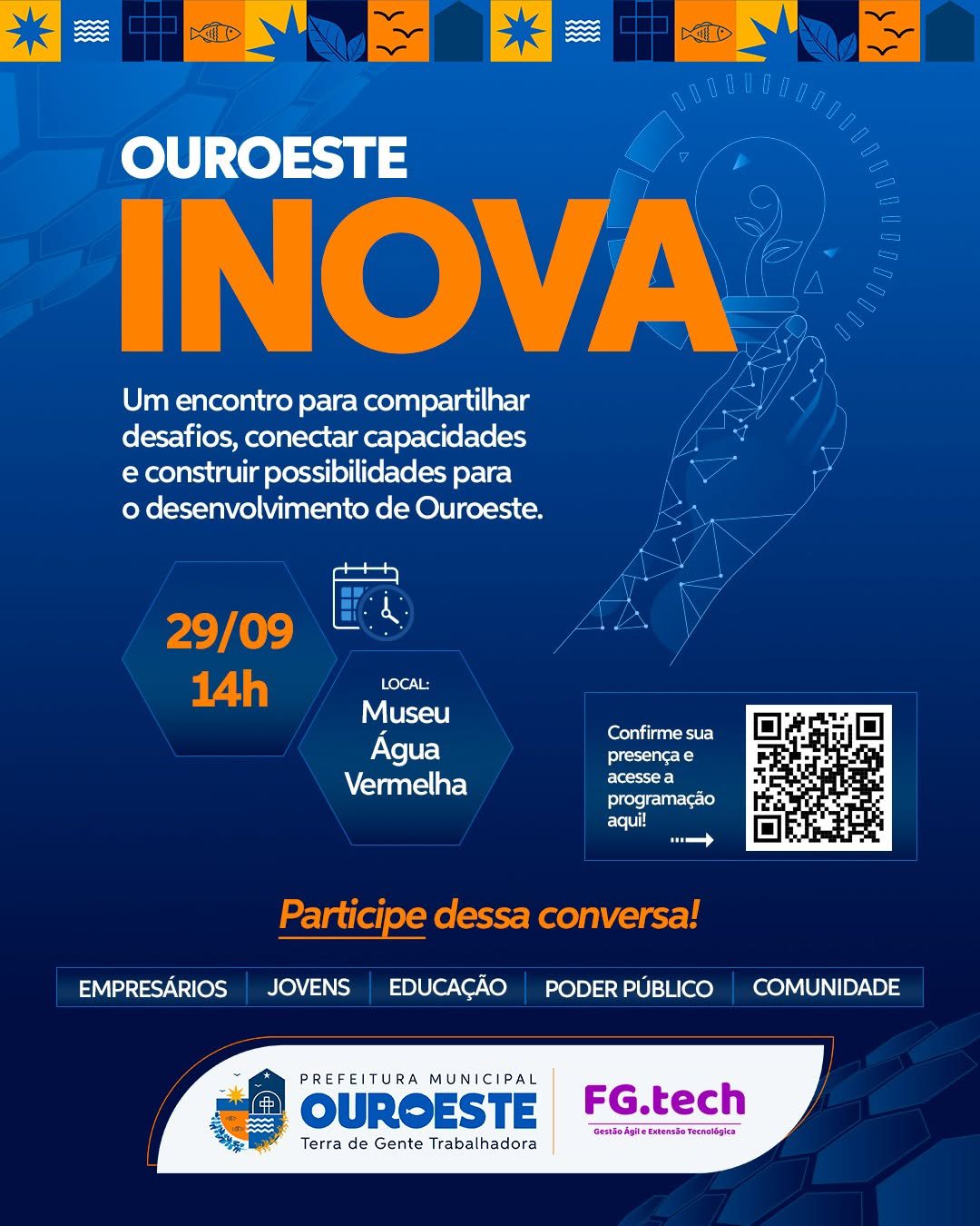 Ouroeste Inova: Prefeitura convida moradores para encontro focado em tecnologia e desenvolvimento local