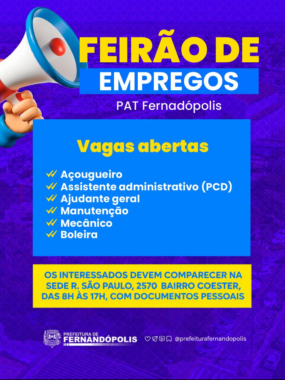 PAT tem vagas de emprego disponíveis