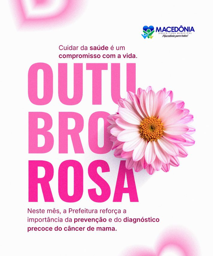 Prefeitura de Macedônia lança ações de conscientização do Outubro Rosa e incentiva exames preventivos