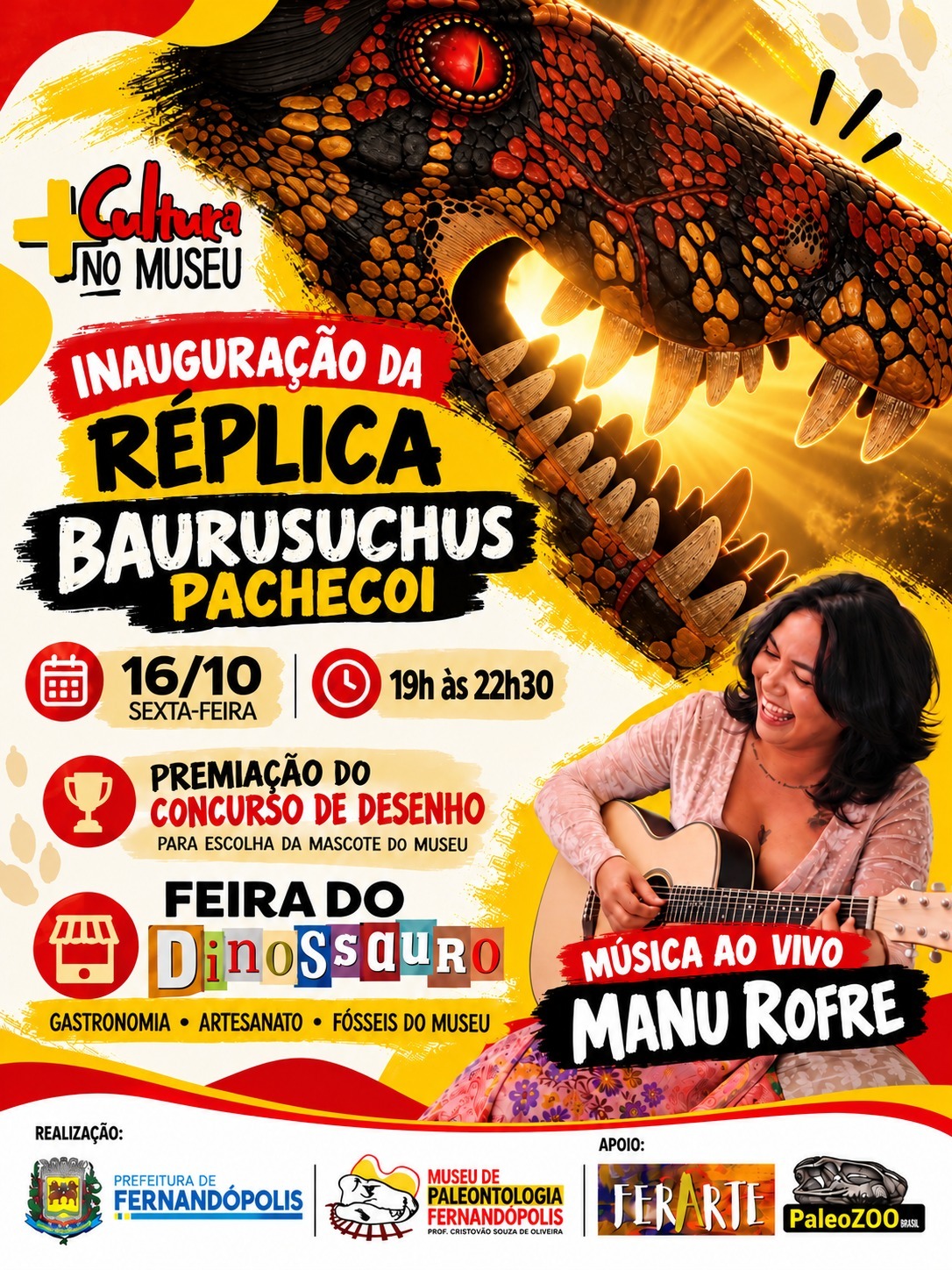 Museu de Paleontologia inaugura réplica de crocodilo que viveu há 85 milhões de anos