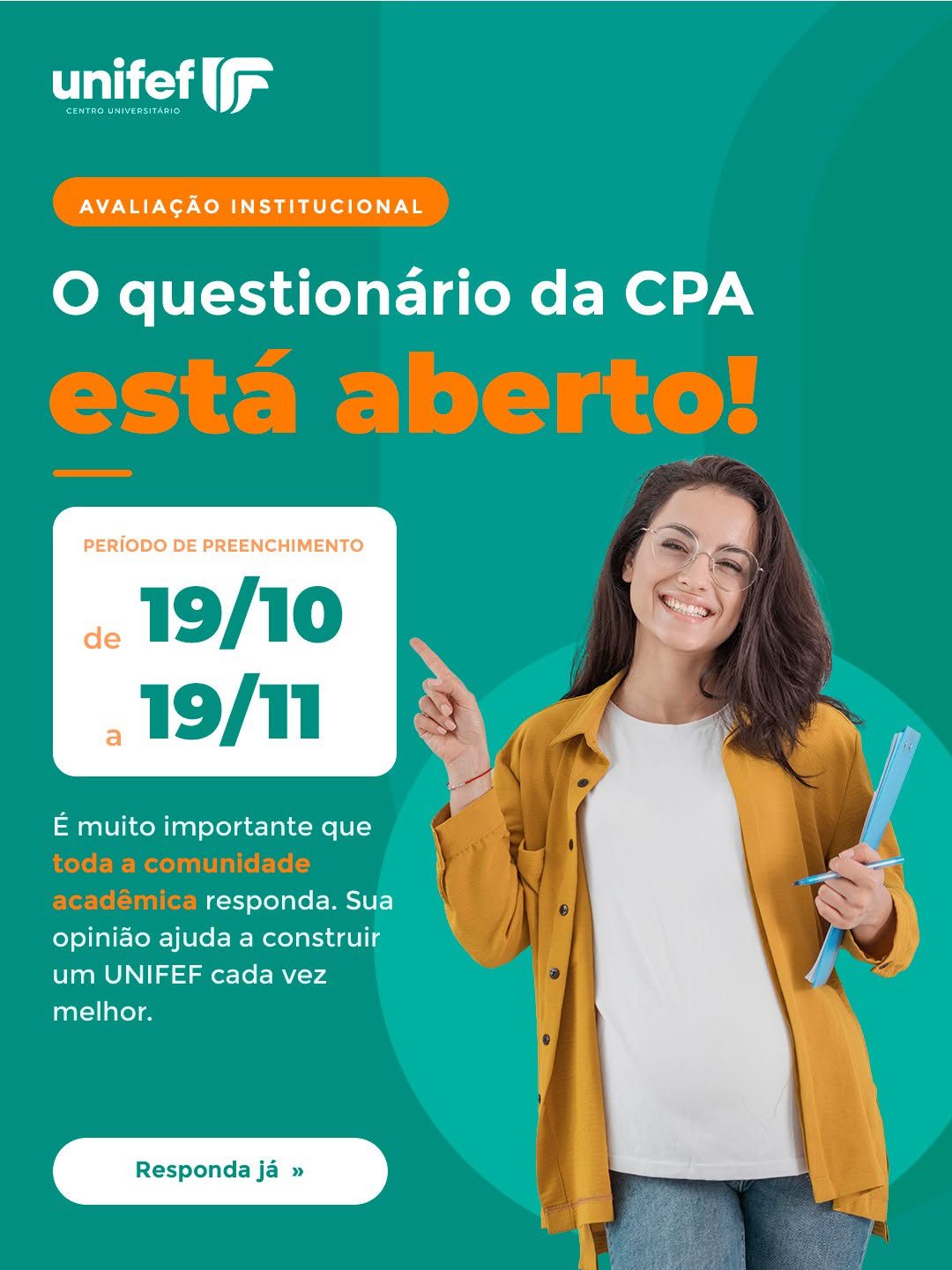 Unifef abre avaliação institucional da CPA para alunos, docentes e colaboradores