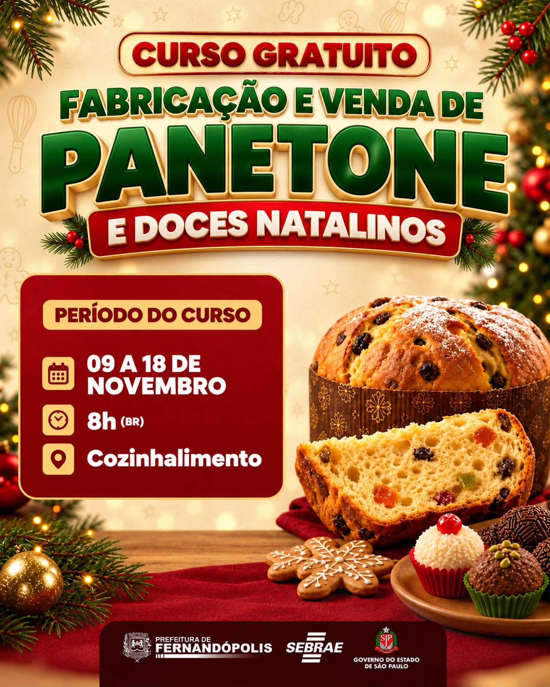 Sebrae e município promovem curso de fabricação de panetones e doces natalinos