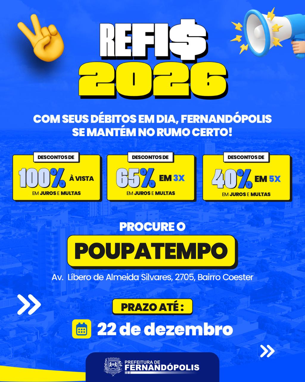 Fernandópolis terá programa de regularização de débitos com descontos 