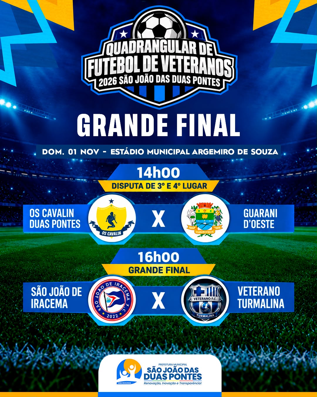 É DIA DE DECISÃO NO FUTEBOL DE VETERANOS EM SÃO JOÃO DAS DUAS PONTES!